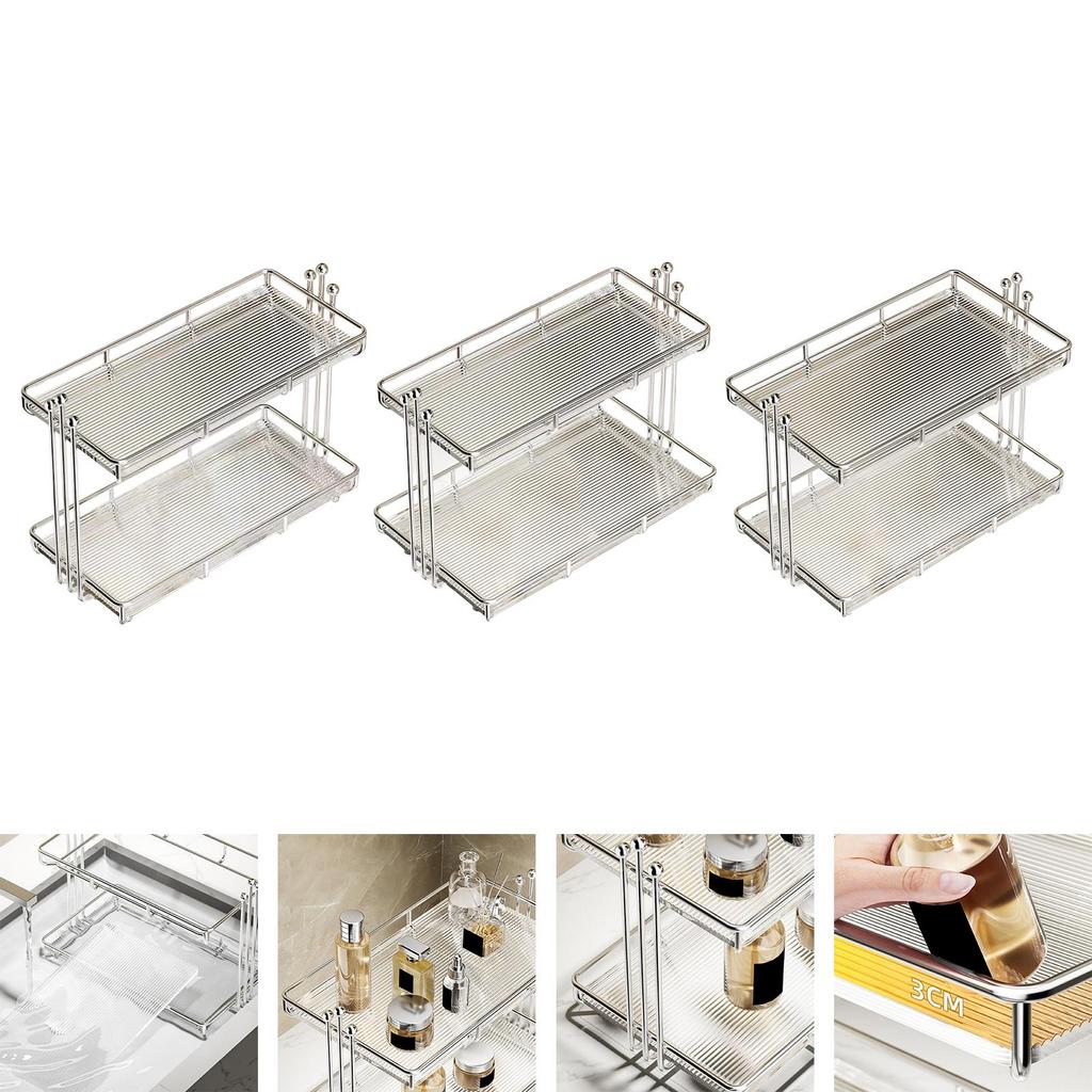2 Layer Bathroom Countertop Organizer Multifunctional Rack ,Durable Desktop Cosmetic Storage Shelf