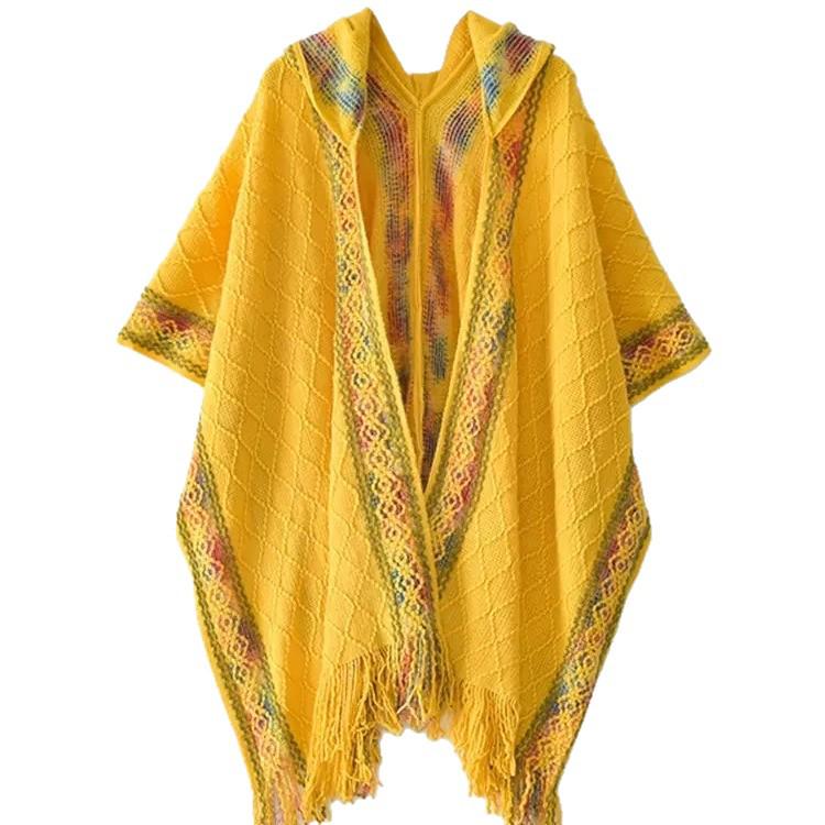 Kawanishi Yunnan Ethnic Yellow Shawl Cape Women's Outerwear