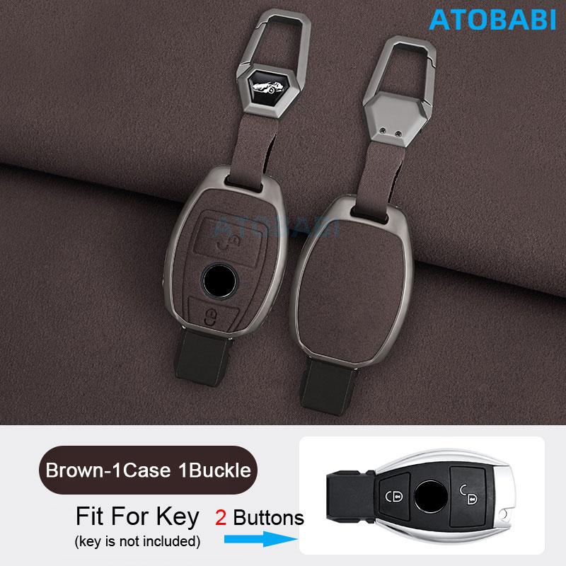 Zinc Alloy With Suede Leather Car Key Case Cover Bag For Mercedes Benz Nec Bga Type C E G S Class W204 W210 W118 W172 W212 W245