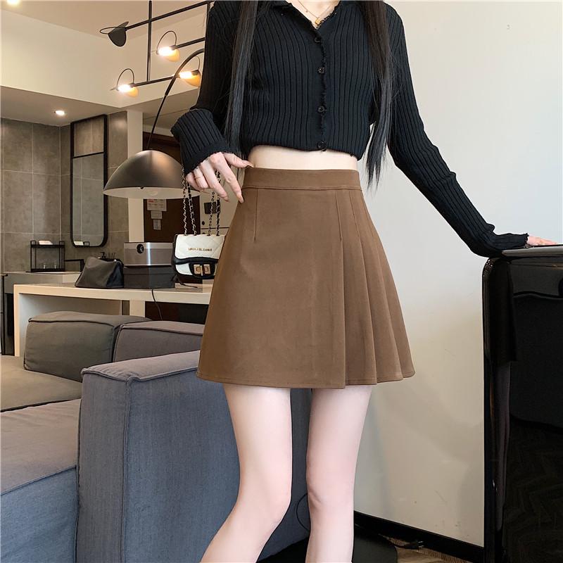 

Plus Size Women s High-Waist Black Irregular Short Skirt for Autumn/Winter M кофейный