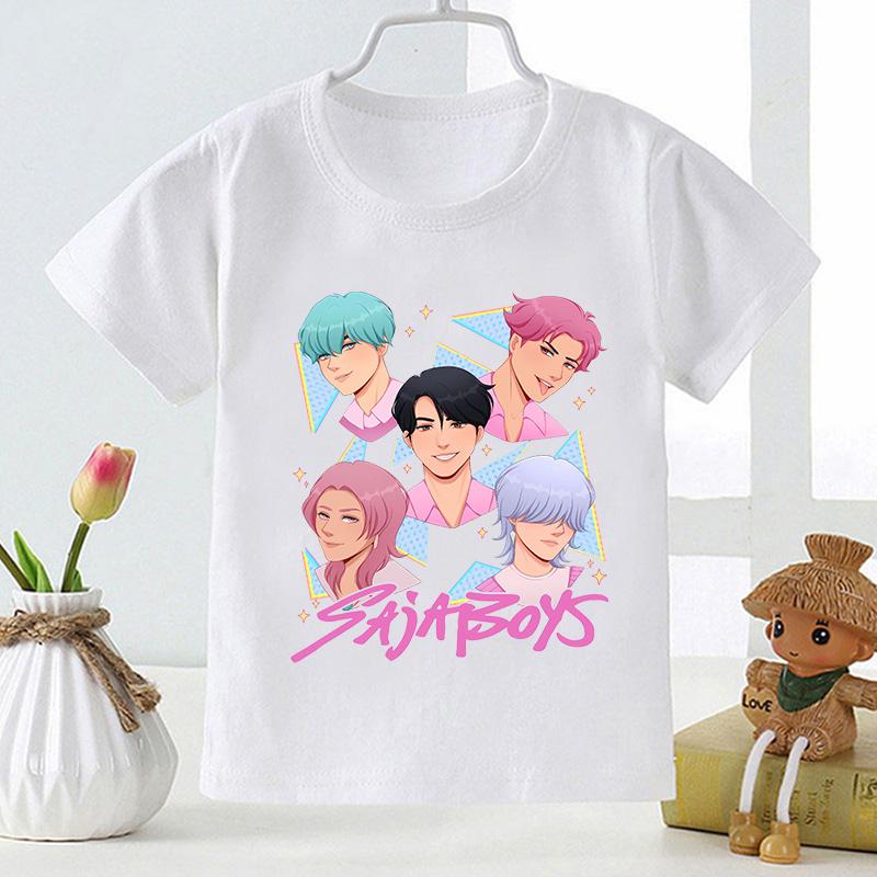 Kpop Demon Hunters Saja Boys Print Casual Kids T Shirt Girls New Summer Tops Fashion Baby Clothes Children Short Sleeve T-shirts
