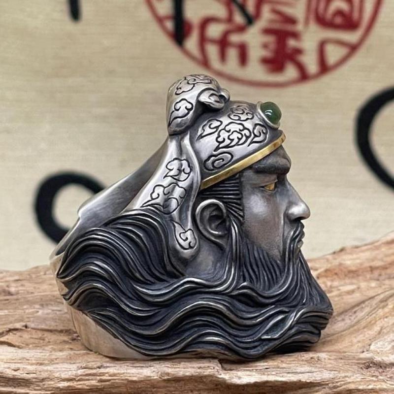 New Domineering Guan Erye Guan Gong Ring Men's Trendy Retro Domineering Ring Ring Adjustable