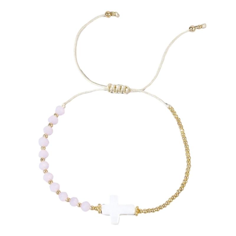 Bohemian Crucifix Beaded Bracelet Wrist Chain With Multicolor Crystal Beads For Women Handmade Jewelry