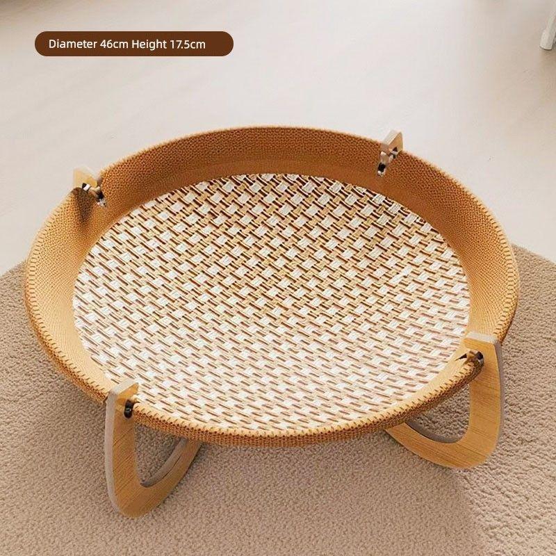 

Cat Nest Summer Ice Mat Removable and Washable Breathable Cat Bed Summer Cat Hammock Pet Cat Nest Pet Supplies Round foot bed (MAT)