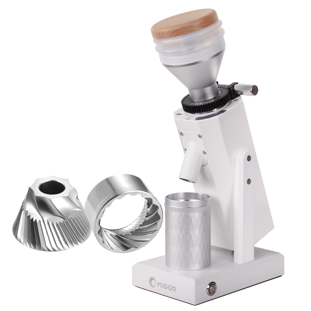 MIGOR Electric Coffee Grinder, Small, Household Electric Cone Grinder, Stepless Adjustment, 40mm Stainless Steel Conical Type, Uniform Grind, No