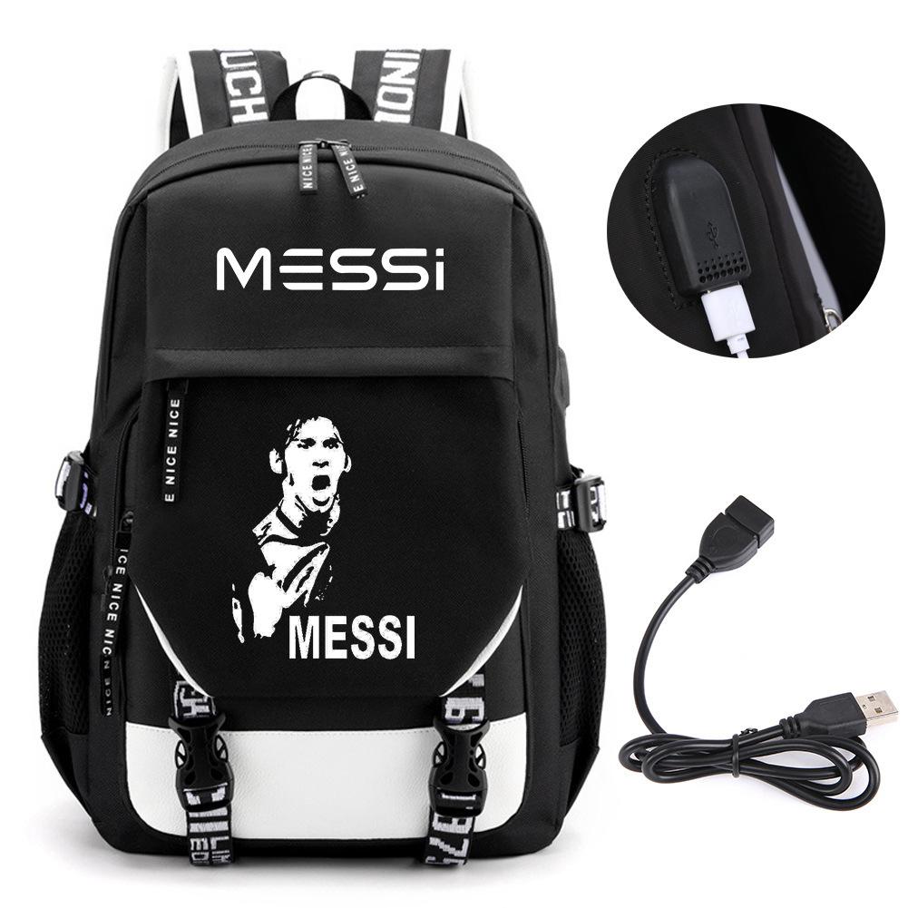 Football Star Peripheral Backpack Fashion Teen Usb Backpack Campus Student School Bag