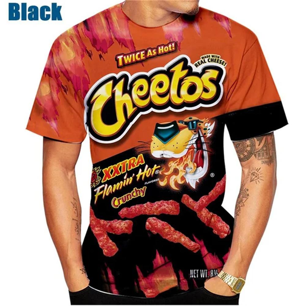 Sommer Herren T-Shirt 3D Gedruckt Cheetos Lebensmittel Druck T-Shirt Modisch Lässig Kurzarm Sportbekleidung Atmungsaktiv Herrenbekleidung