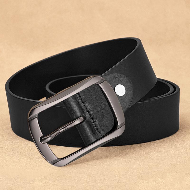 Men's Belt Retro Business Trend Pin Buckle Cowhide Belt Casual Versatile Young and Middle Aged Trousers