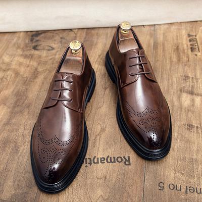 Fashion Blok Lederschuhe Herren Schwarz Braun Britisch Trendy Mode Business Formelle Schuhe Herren Gesellschaftsschuhe Größen 38-44 Herrenschuhe