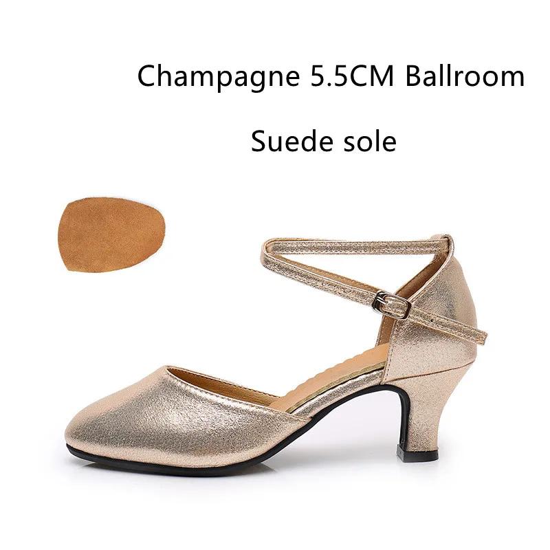 Standard-Damenschuhe Perlmutt Damen Standard-Tanzschuhe Geschlossene Zehen Salsa-Schuhe Gummi Weiche Laufsohle Modern Dance Niedriger Absatz