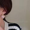 S911 Silver Needle Love Chessboard Plaid Earrings New Fashion Simple Personality Earrings Korean Temperament Internet celebrity earrings