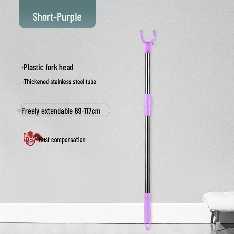 Retractable Stainless Steel Clothes Drying Rod with Aluminum Alloy Clothes Fork