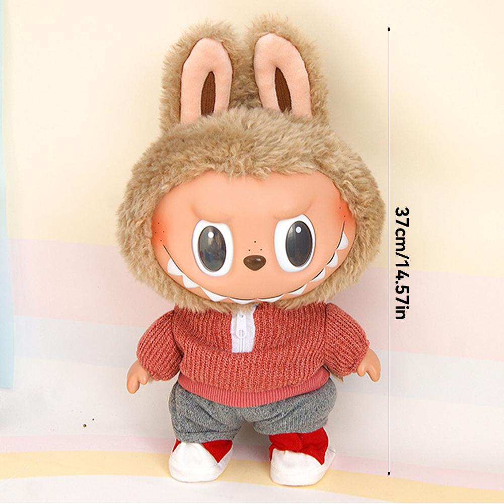For 37cm Labubu Doll Shirts Sweater Hat Cartoon Plush Doll Replacement Outfit Playing House Accessories Mini Clothes