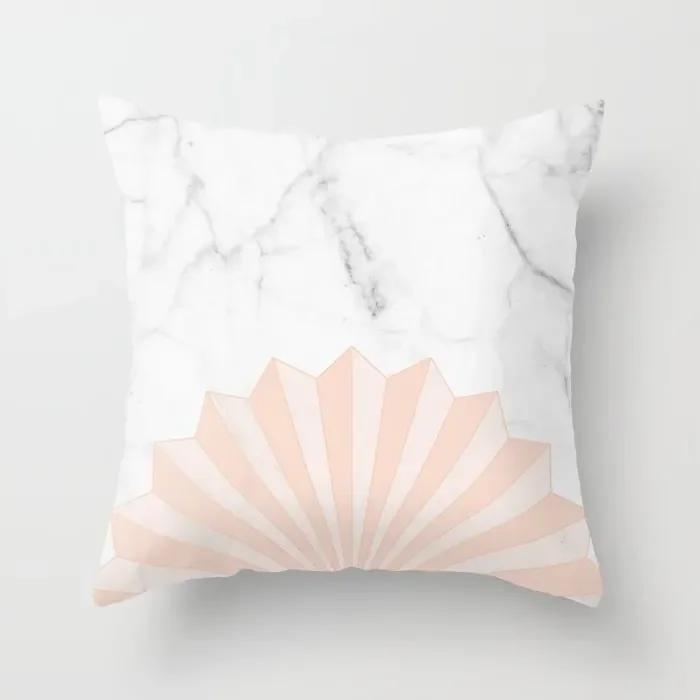 Hot Pink Roses Swan Feathers Geometric Cushion Cover Modern Fashion Nordic Simple Pillowcase Home Decor Sofa Throw Pillows Cover