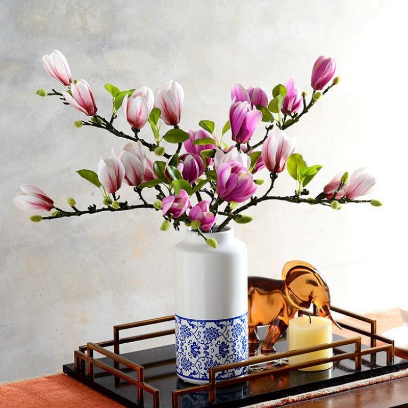 1pc Artificial Silk Magnolia Flower Home Outdoor Garden Vase Windowsill Wedding Bride Festival Outdoor Arch Decoration Diy Gift