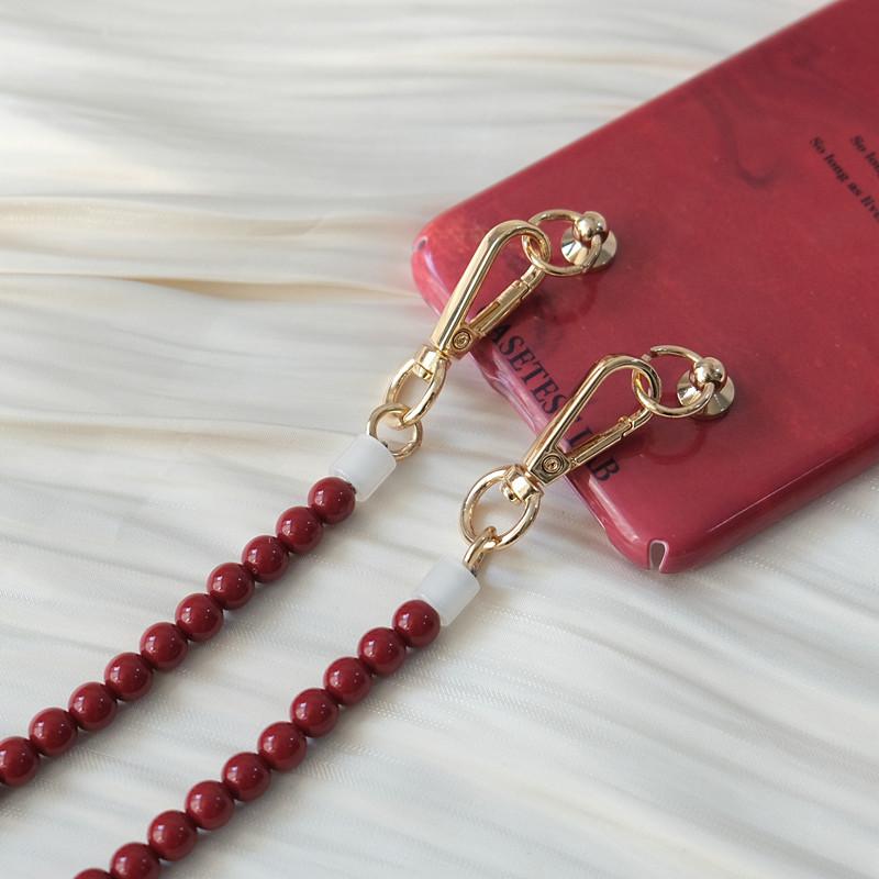 New Phone Accessory Long Cellphone Chain Anti Lost Universal Solid Bead Shoulder Neck Crossbody Phone Strap Case Holder Chain