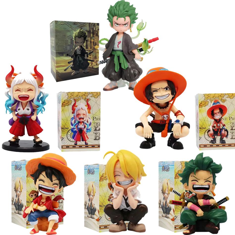 12-15cm ONE PIECE  Anime Monkey D Luffy Roronoa Zoro Q-Version PVC Model Desktop Car Ornament  Kids Birthday Christmas Gift Toys