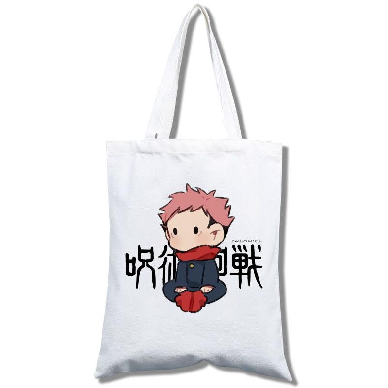 Spell Return Jujutsu Kaisen Shopping Mobile Phone White Canvas Handheld Messenger Bag