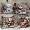 Weihnachts-Kissenbezug Bedruckt Weihnachtsmann Geschenk Feiertag Zuhause Kissen Kissenbezug