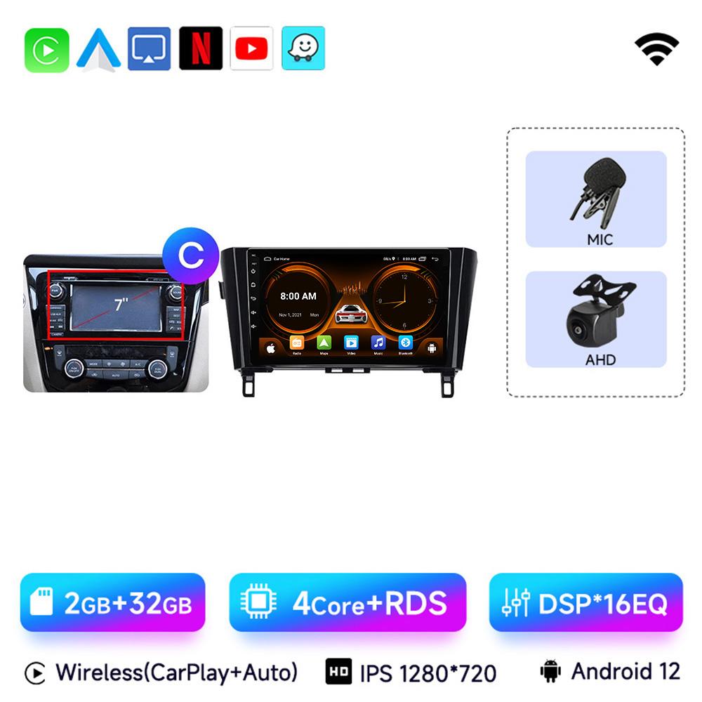 JIUYIN 2 Din Android 12 Car Radio for Nissan Qashqai 2 J11 X-Trail T32 Rogue 2013-2021 Multimedia Player 2Din Carplay Head Unit