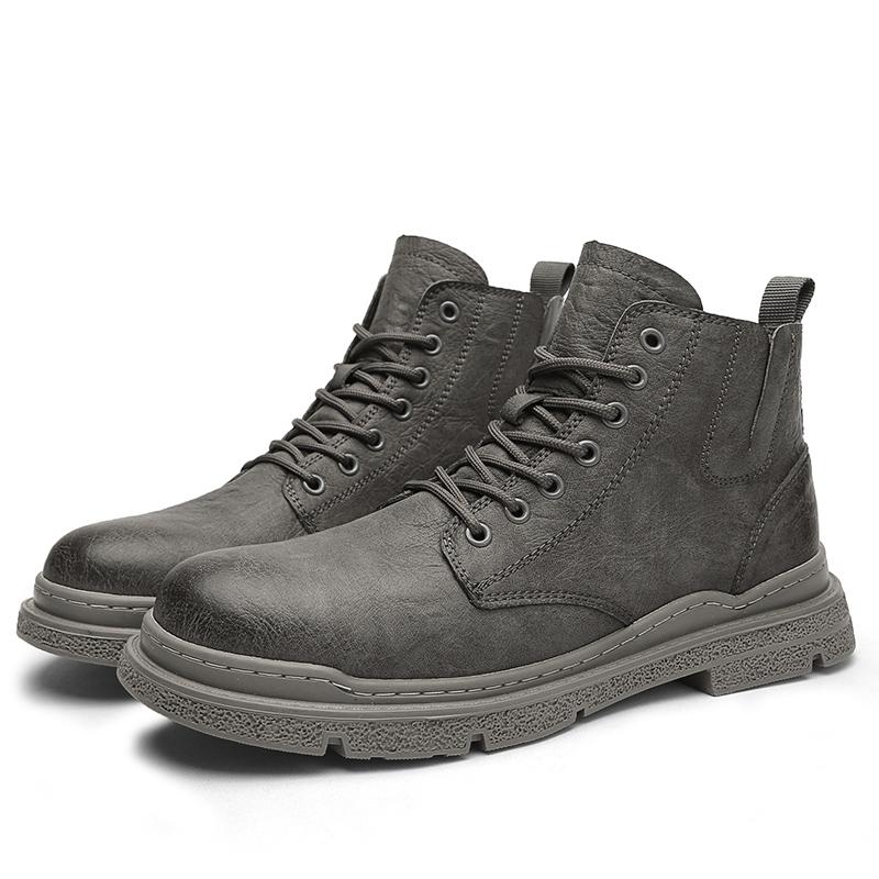 

Роскошные мужские ботильоны ретро британские высокие мужские ботинки модная высококачественная кожаная обувь новая уличная мужская мотоциклетная обувь 39 серый