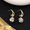 Korean-Style Luxury Geometric Diamond Earrings - Silver Needle Design for Women