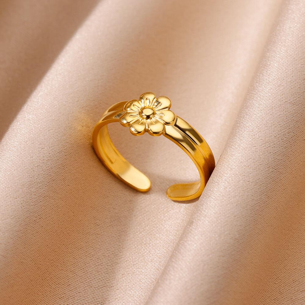 Irregular Geometric Glossy Stainless Steel Open Rings For Women Minimalist Gold Adjustable Wedding Ring Female Jewelry