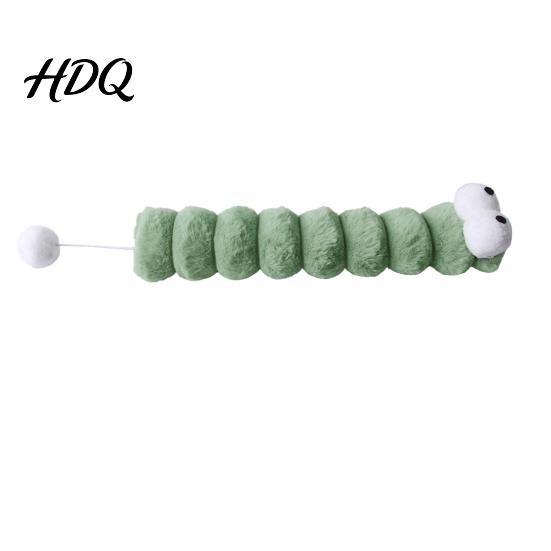 Cat Engagement Toy Plush Caterpillar Toy Stuffed Chew Kitten Kicker Bite Safe with Tail Ball for Biting Kicking Shaking Fun Interactive