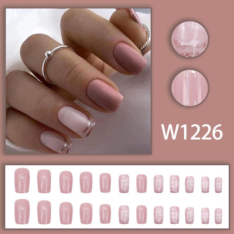 

European & American Macaron Pink Glitter French Nail Art – Elegant, Delicate & Wearable