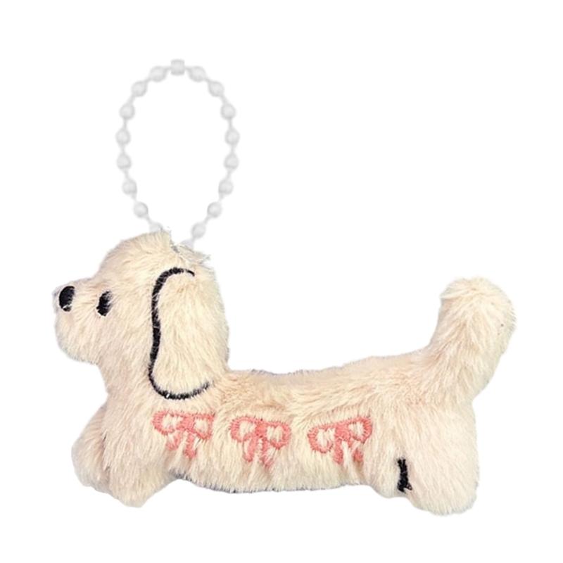 Dog Shaped Plush Bag Charm Keyring Soft Stuffed Animal Keychain Shopping Bag Charm Fashion Accessories for Everyday Use