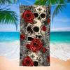 Gotischer Schädel Rote Rose Strandtuch Dunkle Ästhetik Schnelltrocknend Sandfreie Stranddecke Schädel Design Weich Leicht Sommerhandtuch