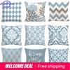 Geometric Print Polyester Pillow Cover Lake Blue Pattern Living Room Sofa Cushion Cover Home Decoration X Cm