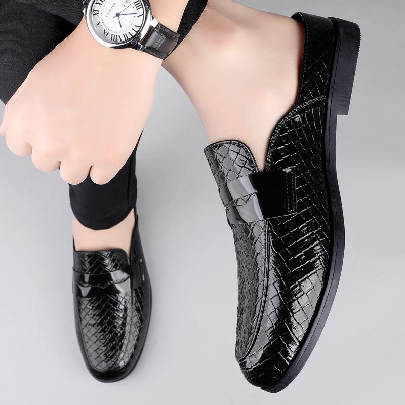 Mules Half Shoes For Men Leather Backless Casual Shoes 2025 Luxury Designer Loafers Slippers Fashion Open-back Slides Sandals