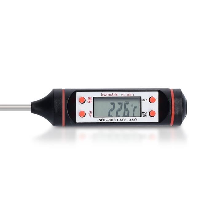 Kwmobile Thermomètre À Viande - Sonde De Cuisine Pour Cuisson Précise De Viande Pâtisserie Liquide - Thermo-sonde Avec Température S
