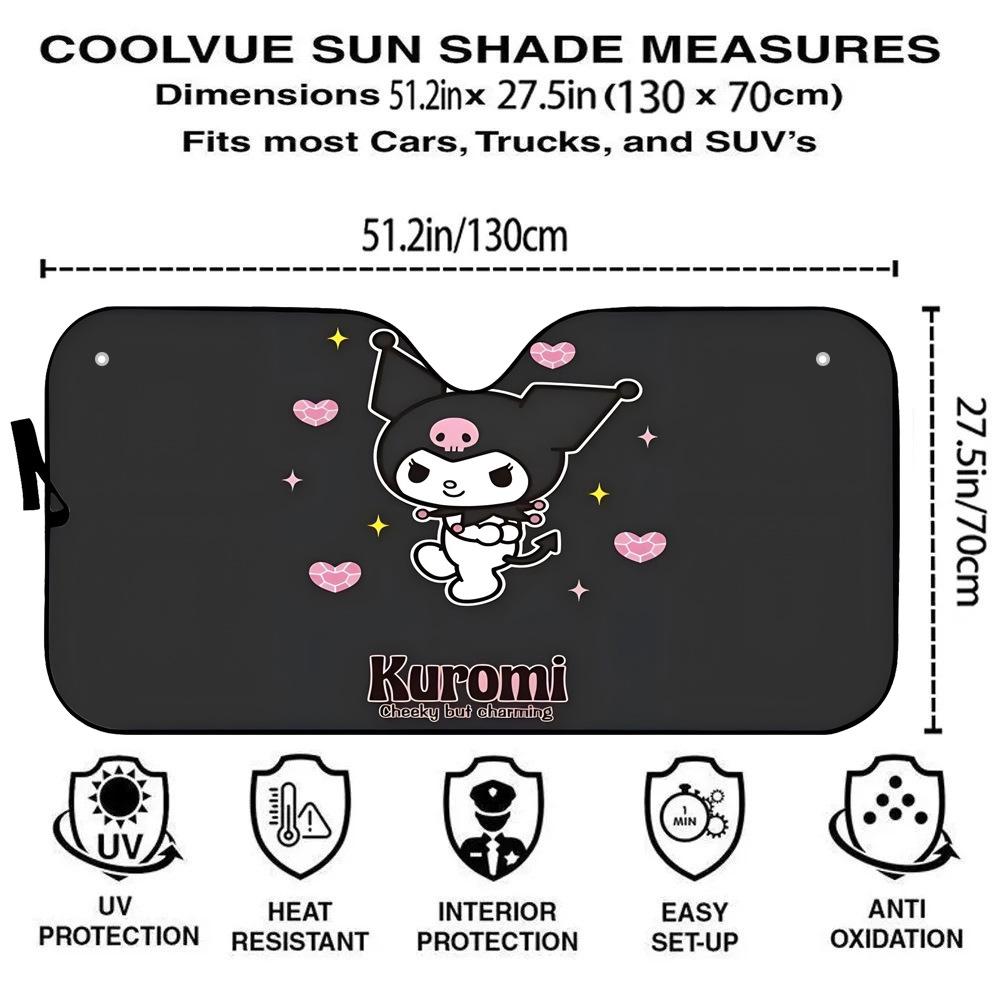 Kuromi Car Sunshade Windshield - Fun Sun Protection