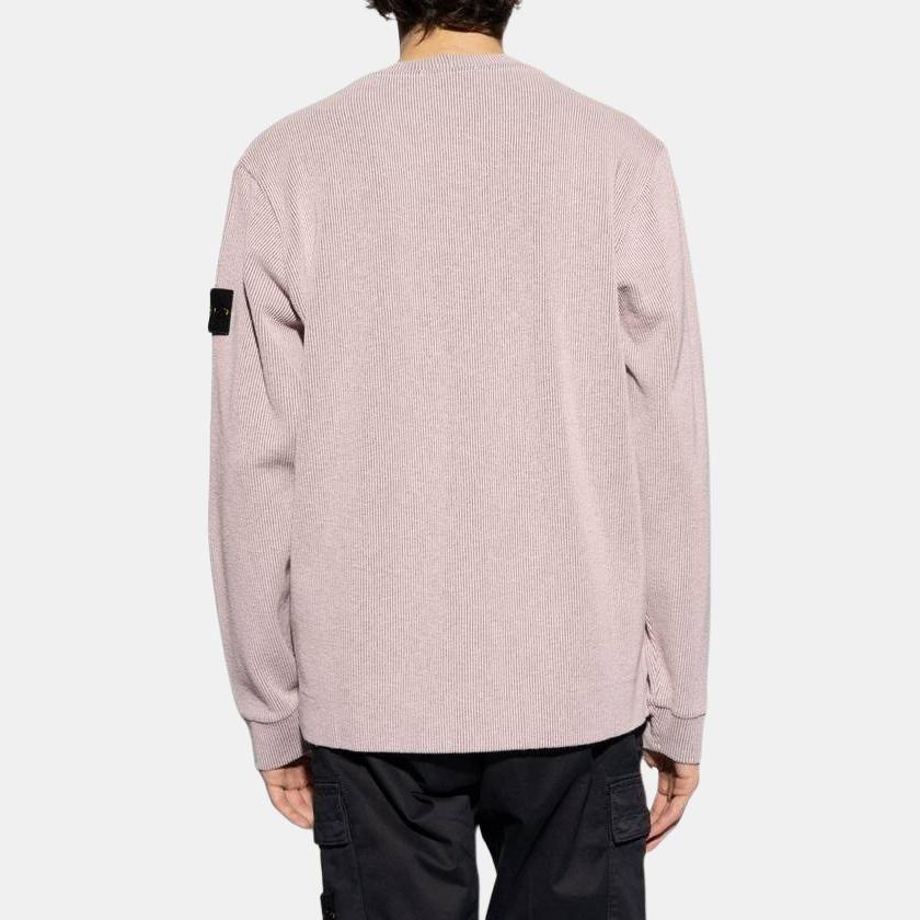 Stone Island Ribbed Solid Color Crew Neck Sports Long Sleeve Comfortable Knit Sweater Men sweater Light-Purple 801562656-V0080