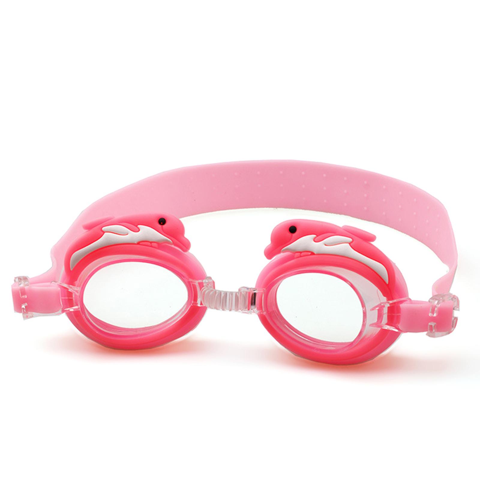Kids Cartoon Swimming Goggles Adjustable Waterproof Anti-fog Leak Proof Diving Glasses For Boys Girls pink dolphin #1