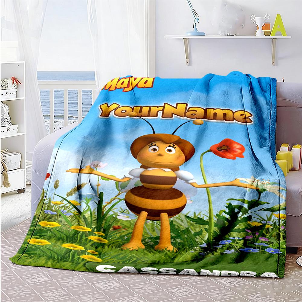 Biene Maja Personalisierte Textdecke Leichte Personalisierte Decke Langlebiger Komfort Überwurf für Bett Nickerchen Picknicks Büro für Alle Anlässe