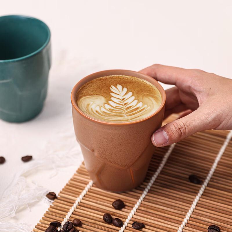 OLOEY Japanese Kiln Glazed Ceramic Latte Coffee Cups (Set of 2)