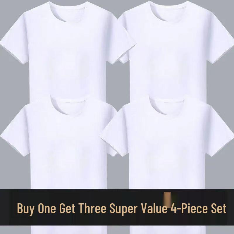 Buy 1 Get 1 Free: Classic White Short Sleeve Round Neck T-Shirt - Perfect for Drawing