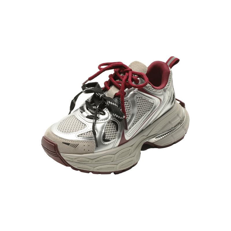 

Кроссовки на платформе-маффине, женские, весенние, новые, из кожи, дышащие, износостойкие, повседневные, спортивные, модные 35