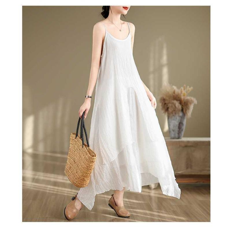 Halter Dress Art Style Solid Color Irregular Skirt Large Swing Temperament Long Skirt