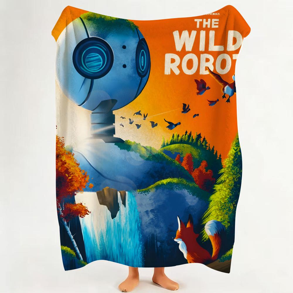 Movie T The W Wild R Robot Throw Flannel Throw Blanket Suitable for Sofa Living Room Bedroom