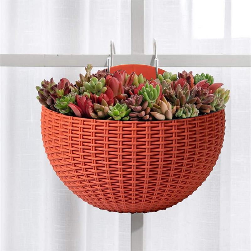 Flower Pot with Hooks Exquisite Wall-Mounted Plastic Wall Hanging Basket Flowerpot for Outdoor Garden Balcony Planter Bucket Home Decor New
