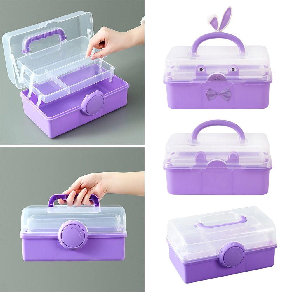 

Bowknot Jewellery Box 3-Layers Toy Storage Box Portable Hair Accessories Organizer Style 6