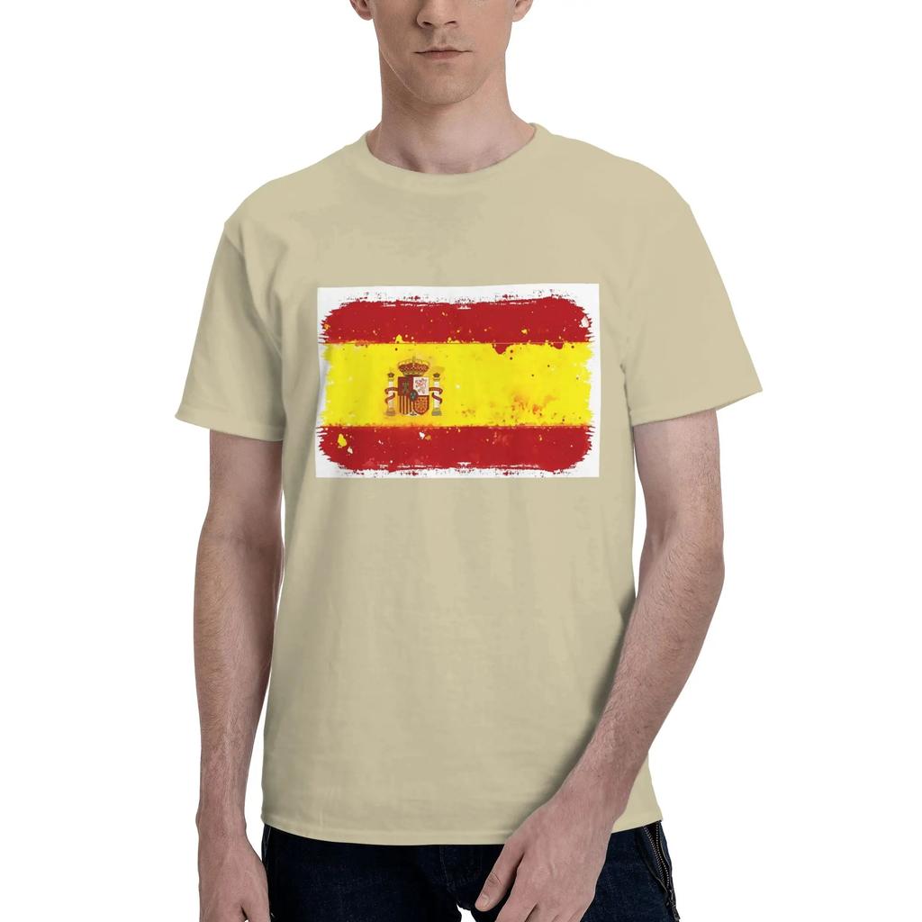 Spain Grunge Flag Men TShirt Plus Size T Shirts Mens Crew Neck Cotton Tees Short Summer Male
