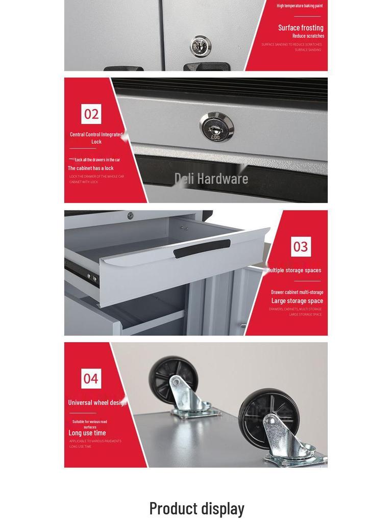 Movable Three-Layer Hand Cart: Multi-functional Auto Repair & Household Tool Box with Cabinet Door