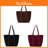 Vintage European Style Leather Corduroy Tote Bag For Daily Use With Magnetic Closure And Interior Pockets