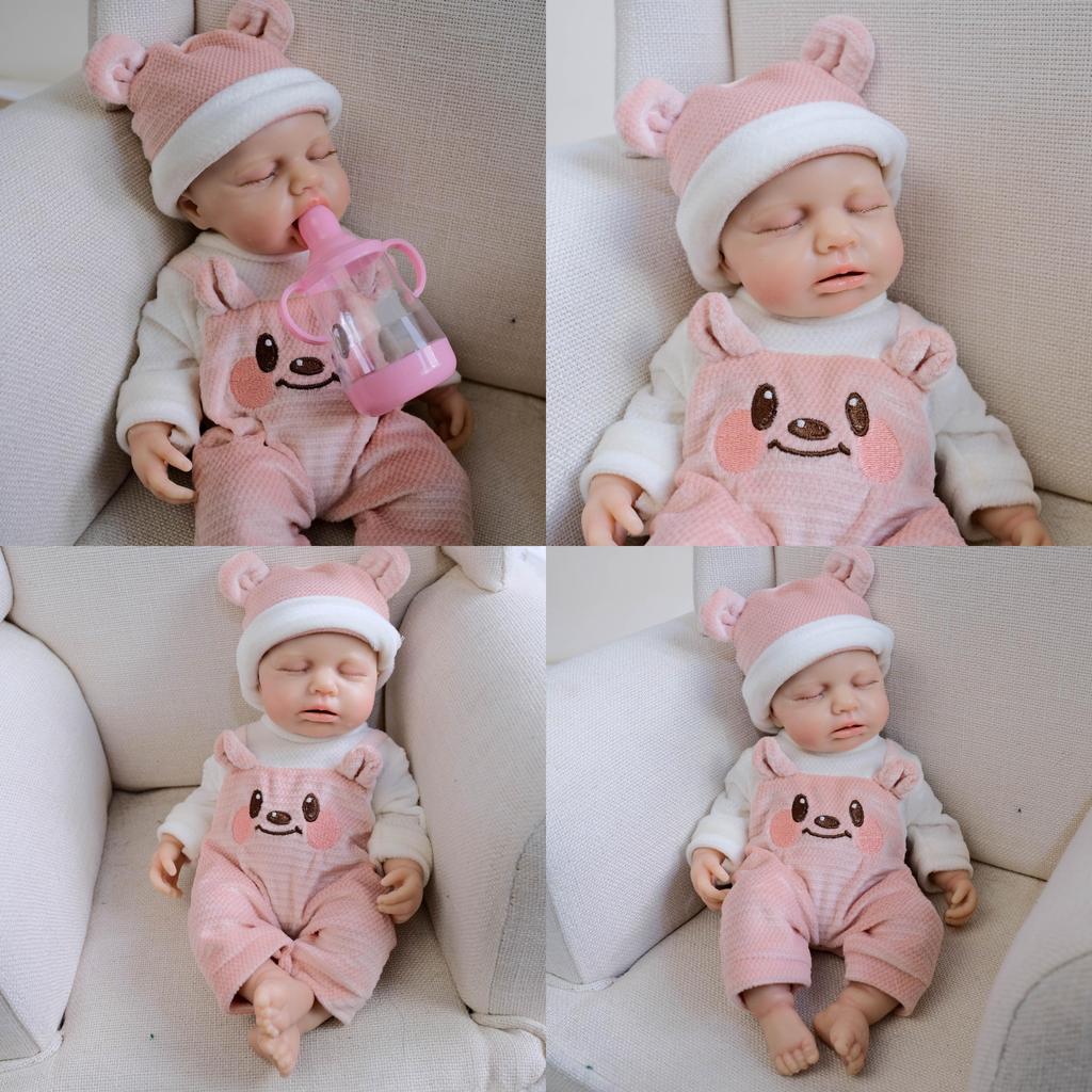 Silicone 12in Solid Pink Bear Simulated Toy Doll With Realistic Design For Kids Christmas Gift