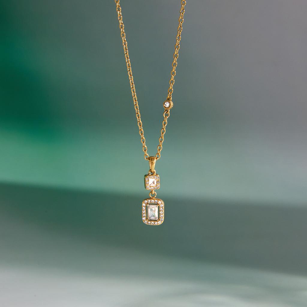 Cubic Zirconia Titanium Steel Clavicle Necklace For Women Light Luxury Niche Premium Jewelry Stainless Steel Fashion Cross Border Accessories